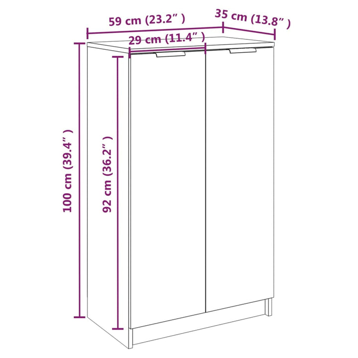 Schoenenkast 59x35x100 cm bewerkt hout wit