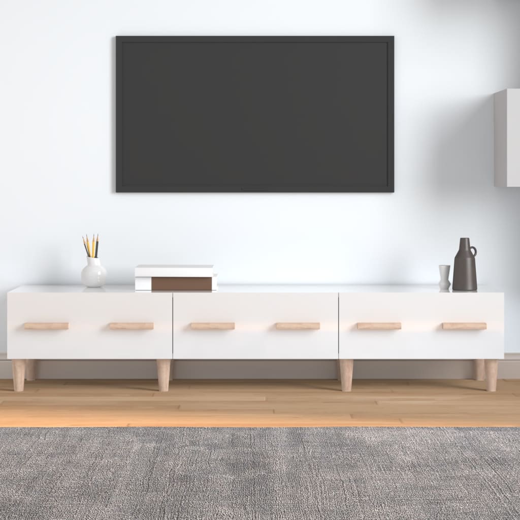 Tv-meubel 150x34,5x30 cm bewerkt hout hoogglans wit