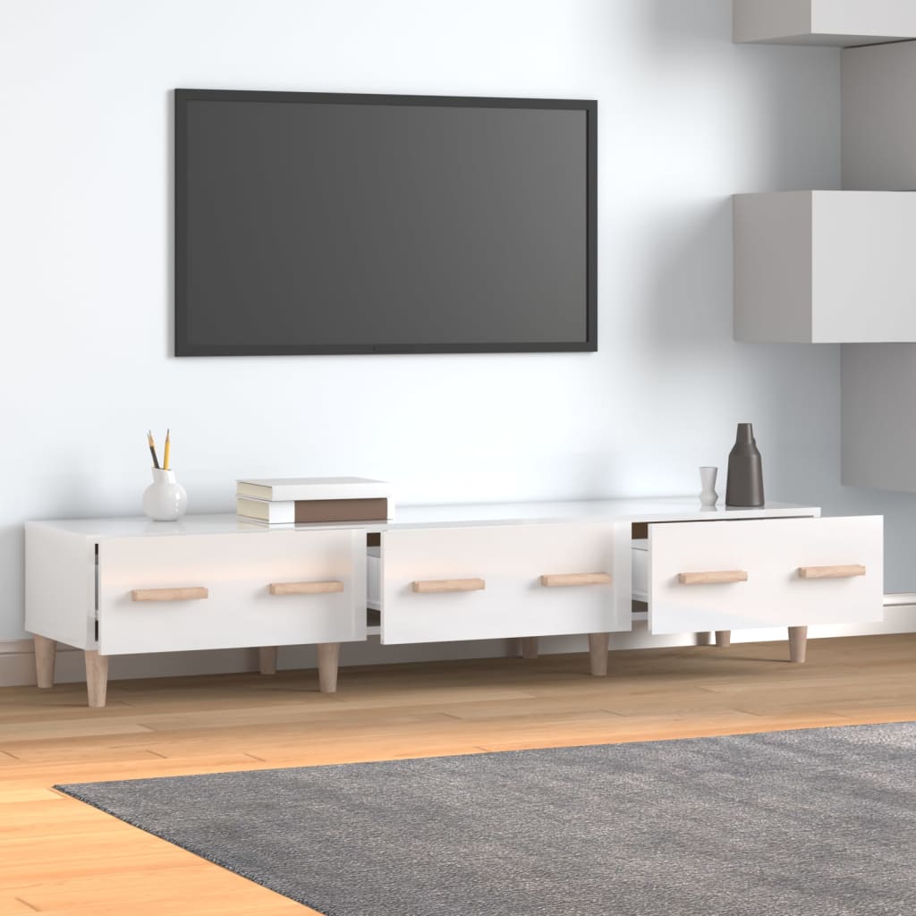 Tv-meubel 150x34,5x30 cm bewerkt hout hoogglans wit