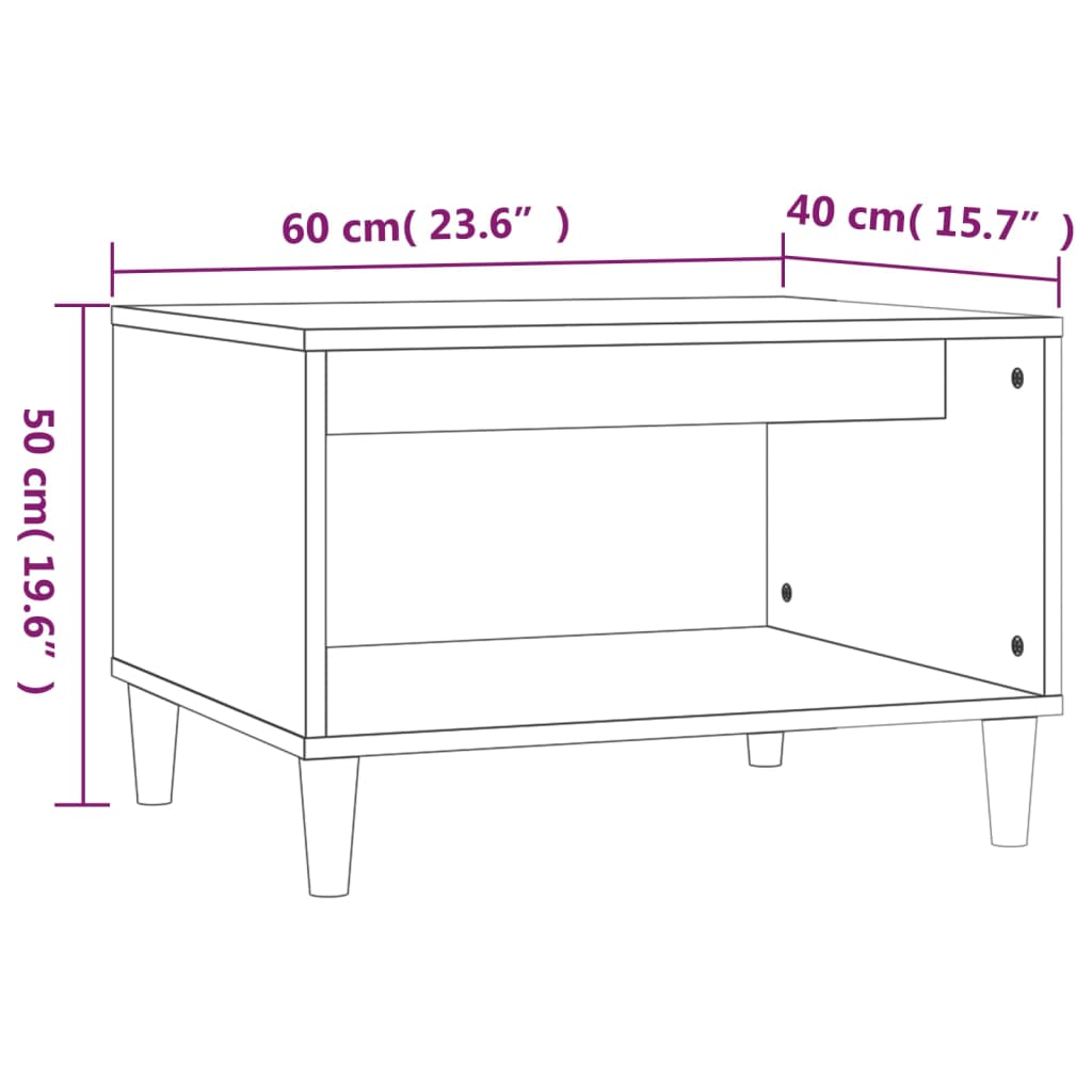 Salontafel 60x40x50 cm bewerkt hout hoogglans wit