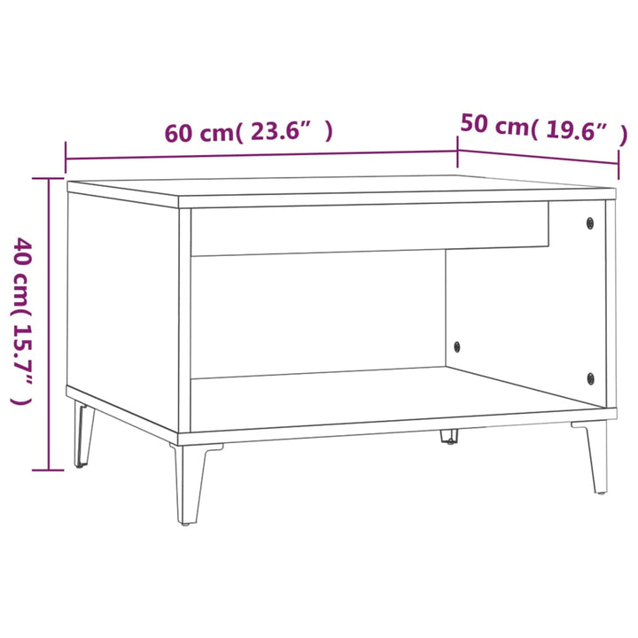 Salontafel 60x50x40 cm bewerkt hout hoogglans wit