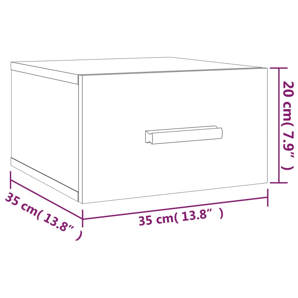 Nachtkastjes 2 st wandgemonteerd 35x35x20 cm zwart