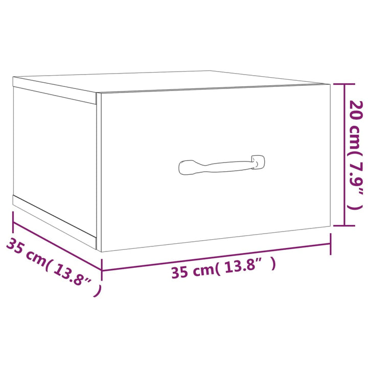 Nachtkastjes 2 st wandgemonteerd 35x35x20 cm wit