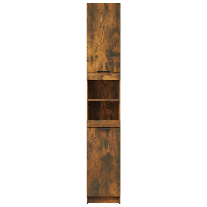 Badkamerkast 32x34x188,5 cm bewerkt hout gerookt eikenkleurig