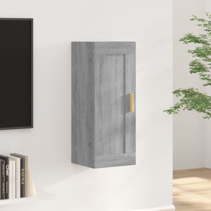 Wandkast 35x34x90 cm bewerkt hout grijs sonoma eikenkleurig