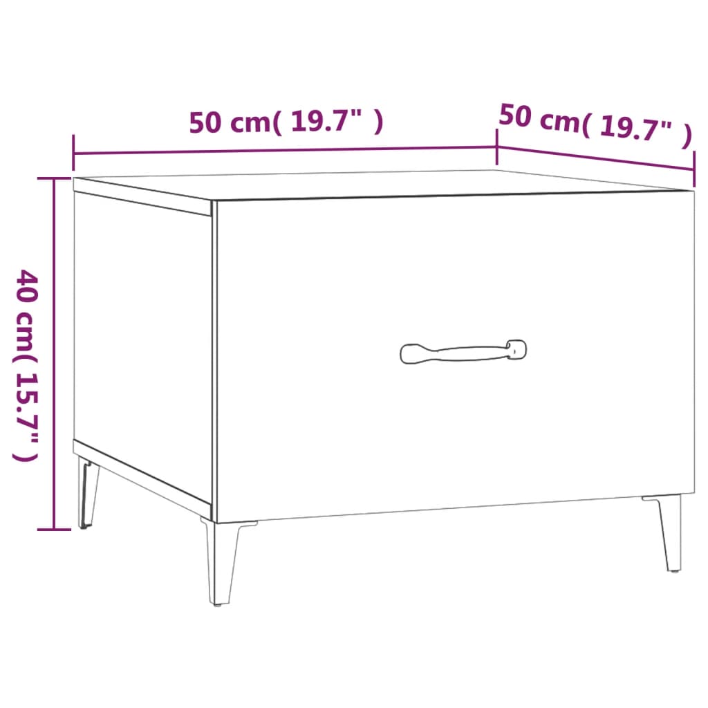 Salontafel met metalen poten 50x50x40 cm gerookt eikenkleurig