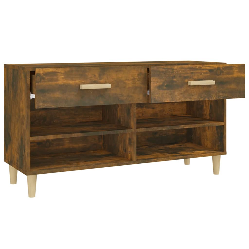 Schoenenkast 102x35x55 cm bewerkt hout gerookt eikenkleurig