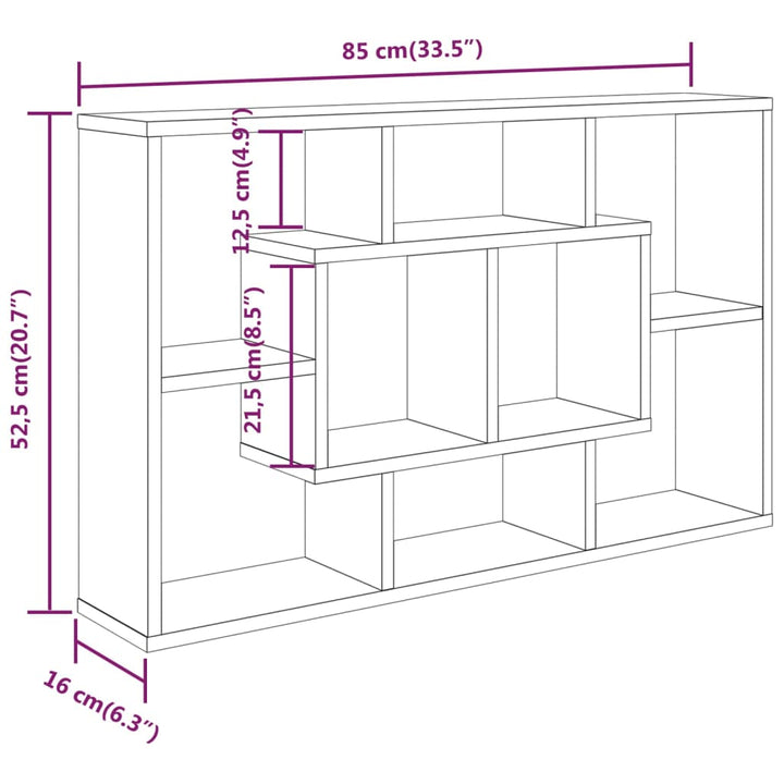 Wandschap 85x16x52,5 cm bewerkt hout gerookt eikenkleurig