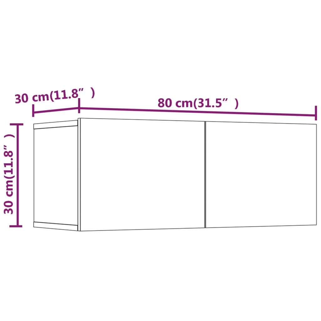 Tv-meubelen 2 st 80x30x30 cm bewerkt hout gerookt eikenkleurig