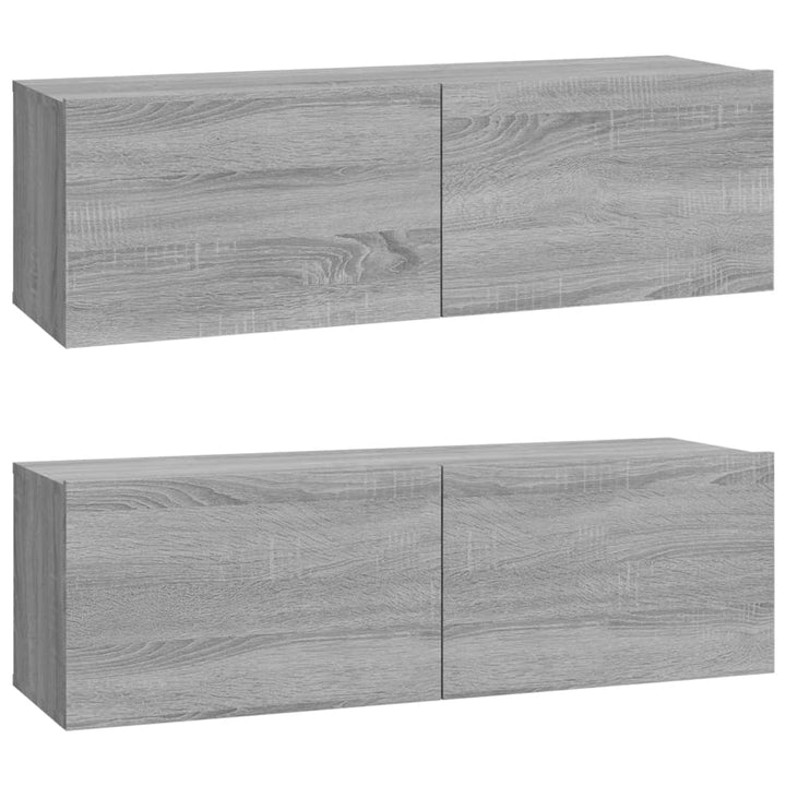 Tv-meubelen 2 st wandgemonteerd 100x30x30 cm hout grijs sonoma