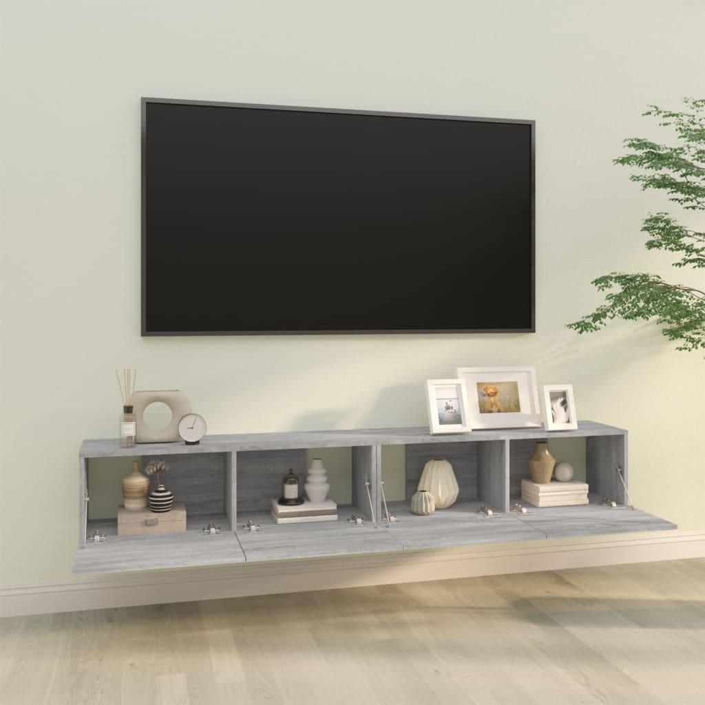 Tv-meubelen 2 st wandgemonteerd 100x30x30 cm hout grijs sonoma