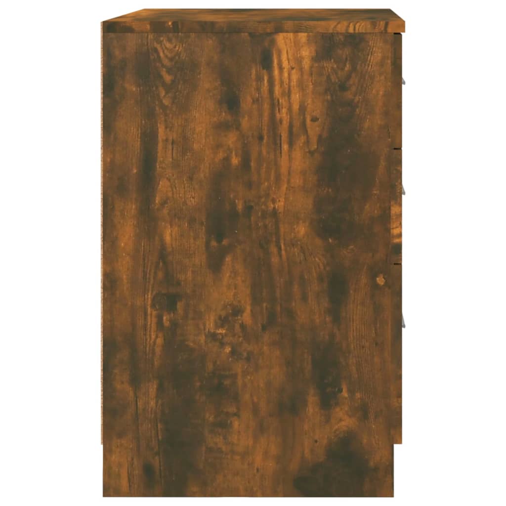Nachtkastje 40x40x63 cm bewerkt hout gerookt eikenkleurig