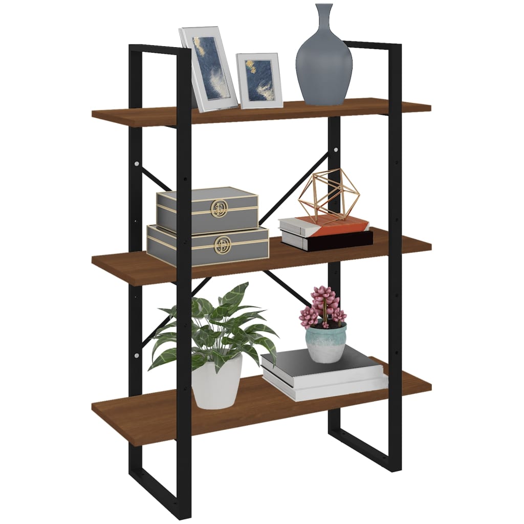 Boekenkast 80x30x105 cm bewerkt hout bruineikenkleurig