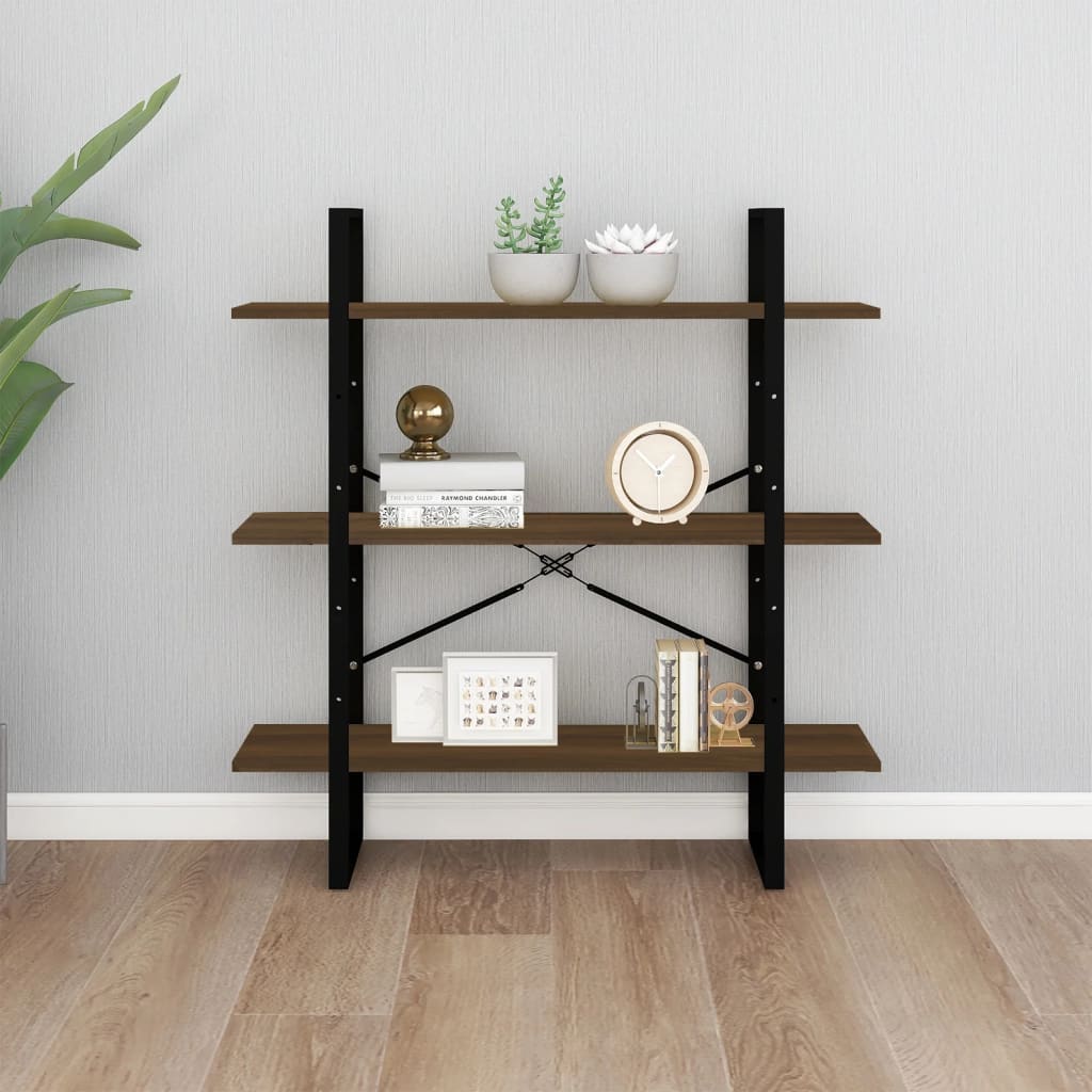 Boekenkast 100x30x105 cm bewerkt hout bruineikenkleurig