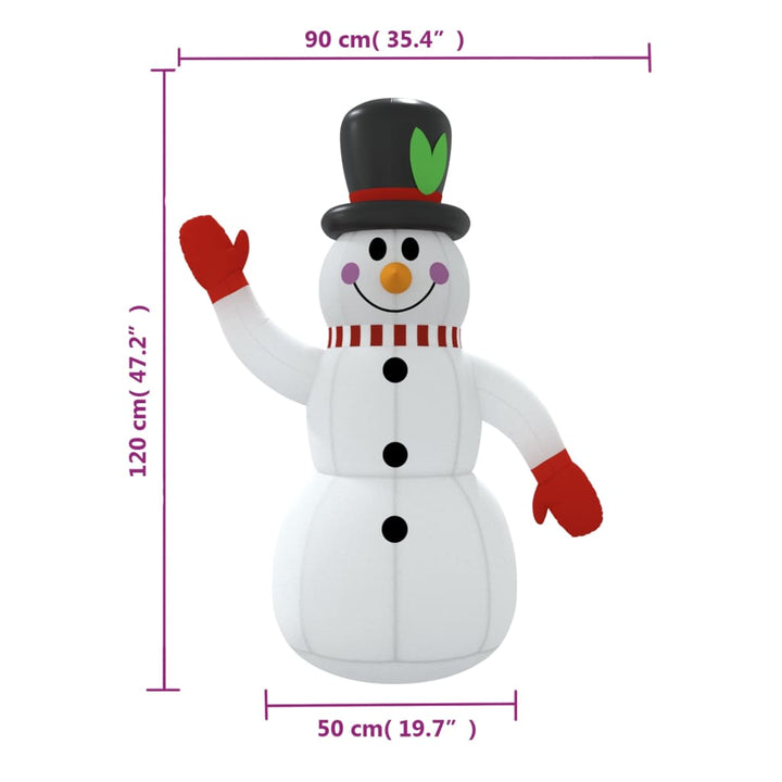 Sneeuwpop opblaasbaar met LED's 120 cm