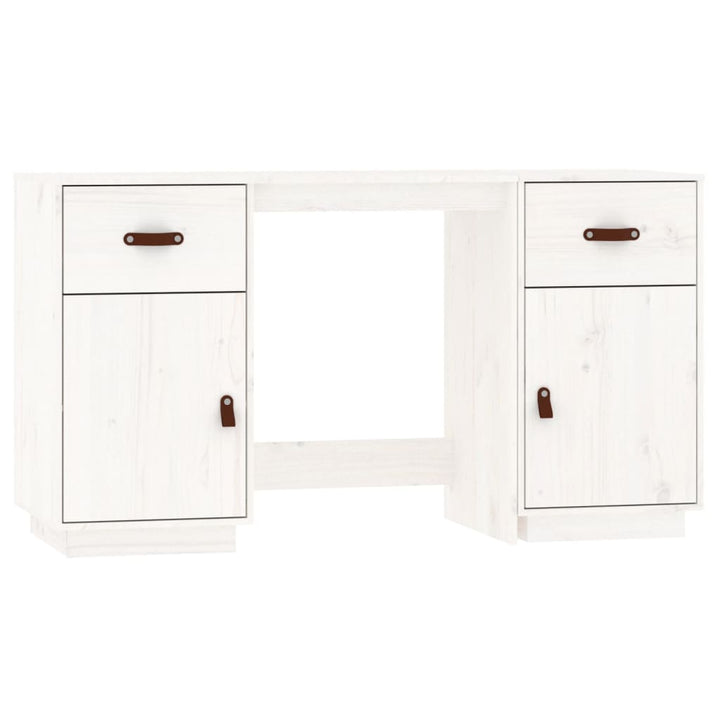 Bureau met kastjes 135x50x75 cm massief grenenhout wit