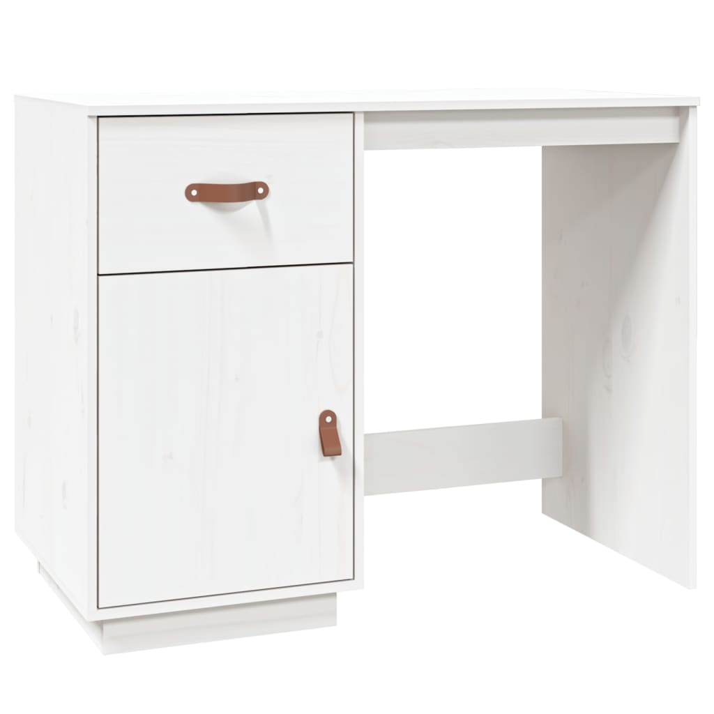 Bureau met kastjes 135x50x75 cm massief grenenhout wit