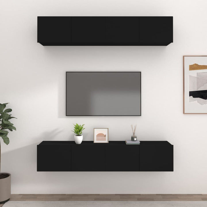 Tv-meubelen 4 st 80x30x30 cm bewerkt hout zwart