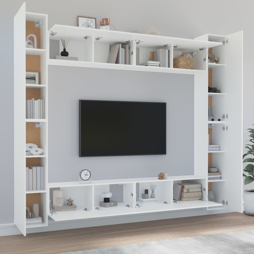 8-delige Tv-meubelset bewerkt hout wit