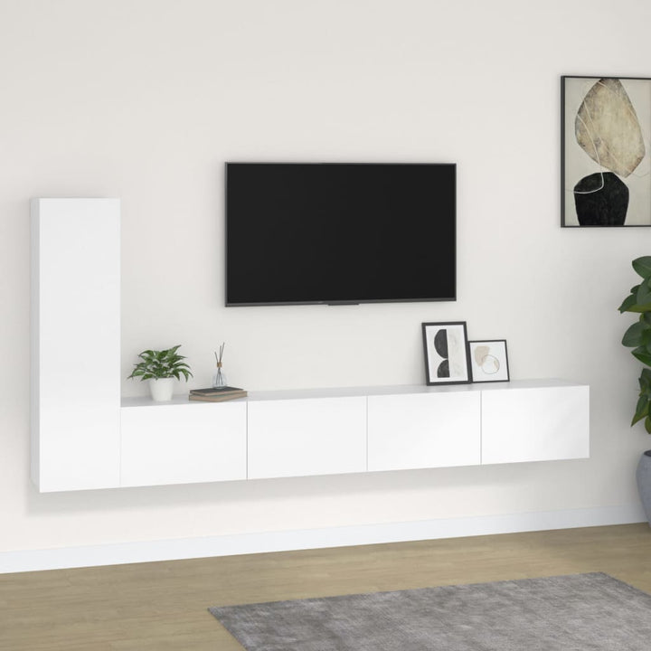 3-delige Tv-meubelset bewerkt hout wit