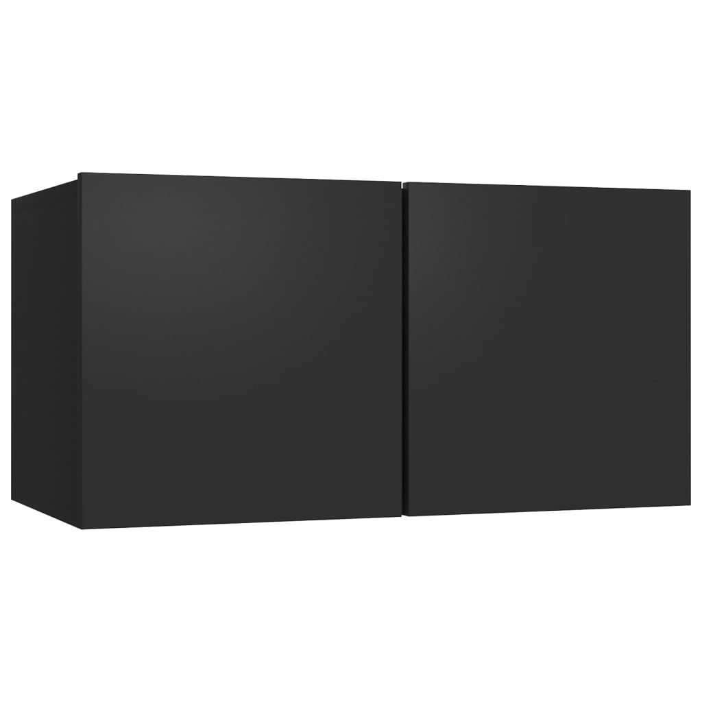 8-delige Tv-meubelset bewerkt hout zwart