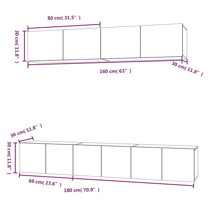 5-delige Tv-meubelset bewerkt hout hoogglans wit