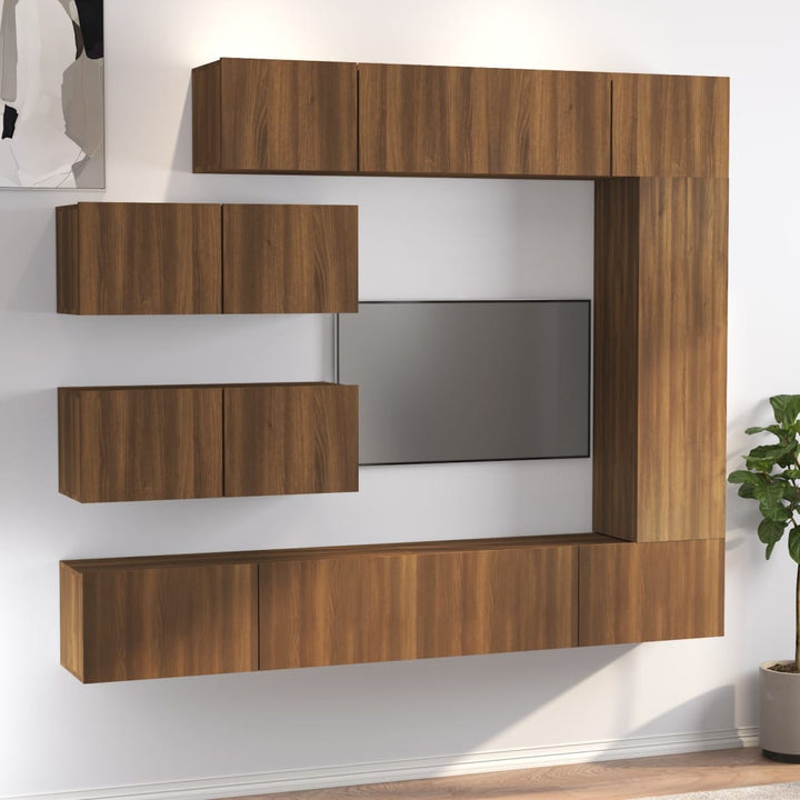 7-delige Tv-meubelset bewerkt hout bruin eikenkleur