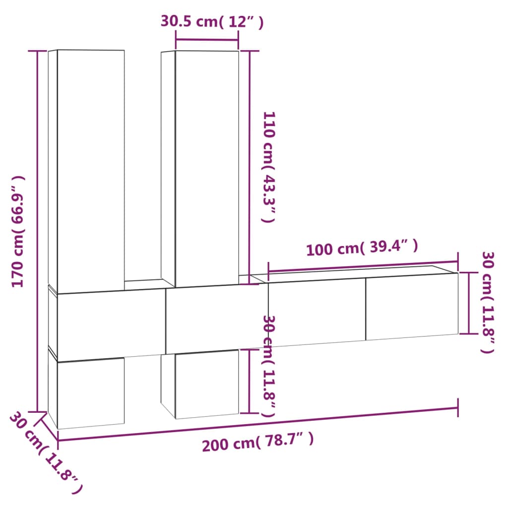 Tv-wandmeubel bewerkt hout wit