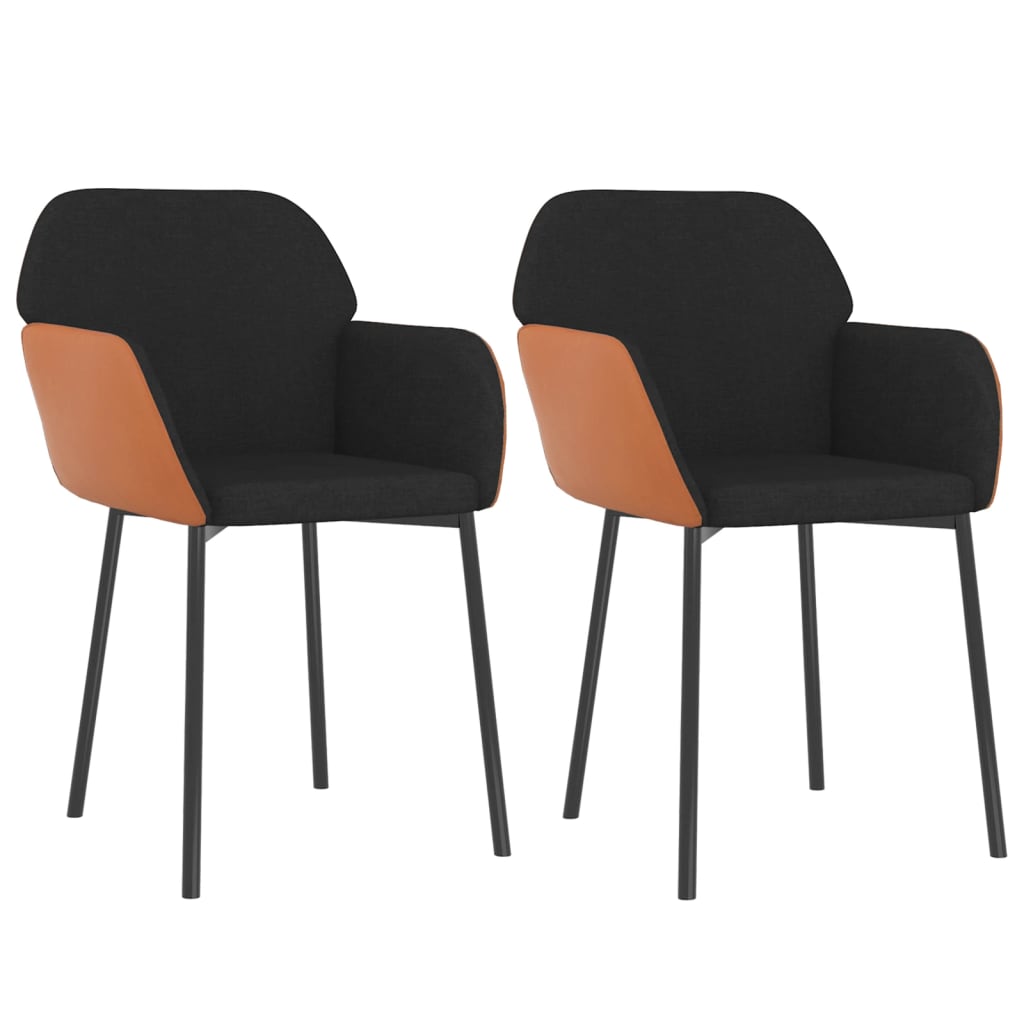 Eetkamerstoelen 2 st stof en kunstleer zwart