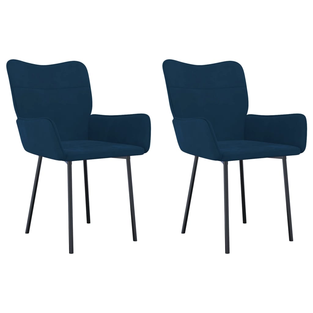 Eetkamerstoelen 2 st fluweel blauw