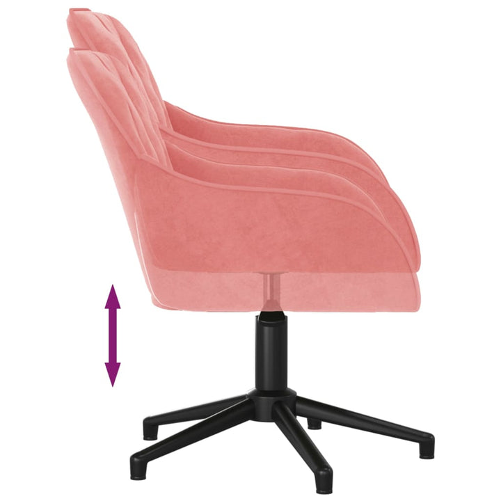 Kantoorstoel draaibaar fluweel roze