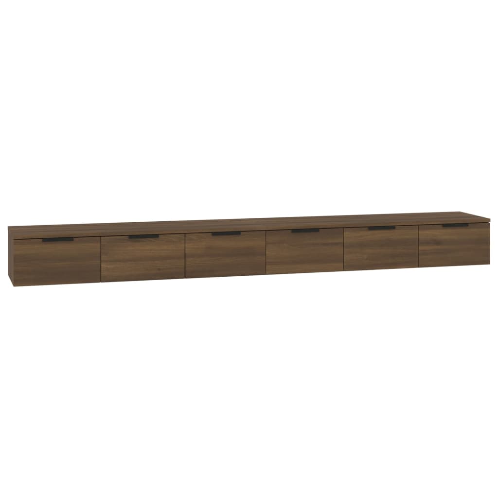 Wandkasten 2 st 102x30x20 cm bewerkt hout bruineikenkleurig