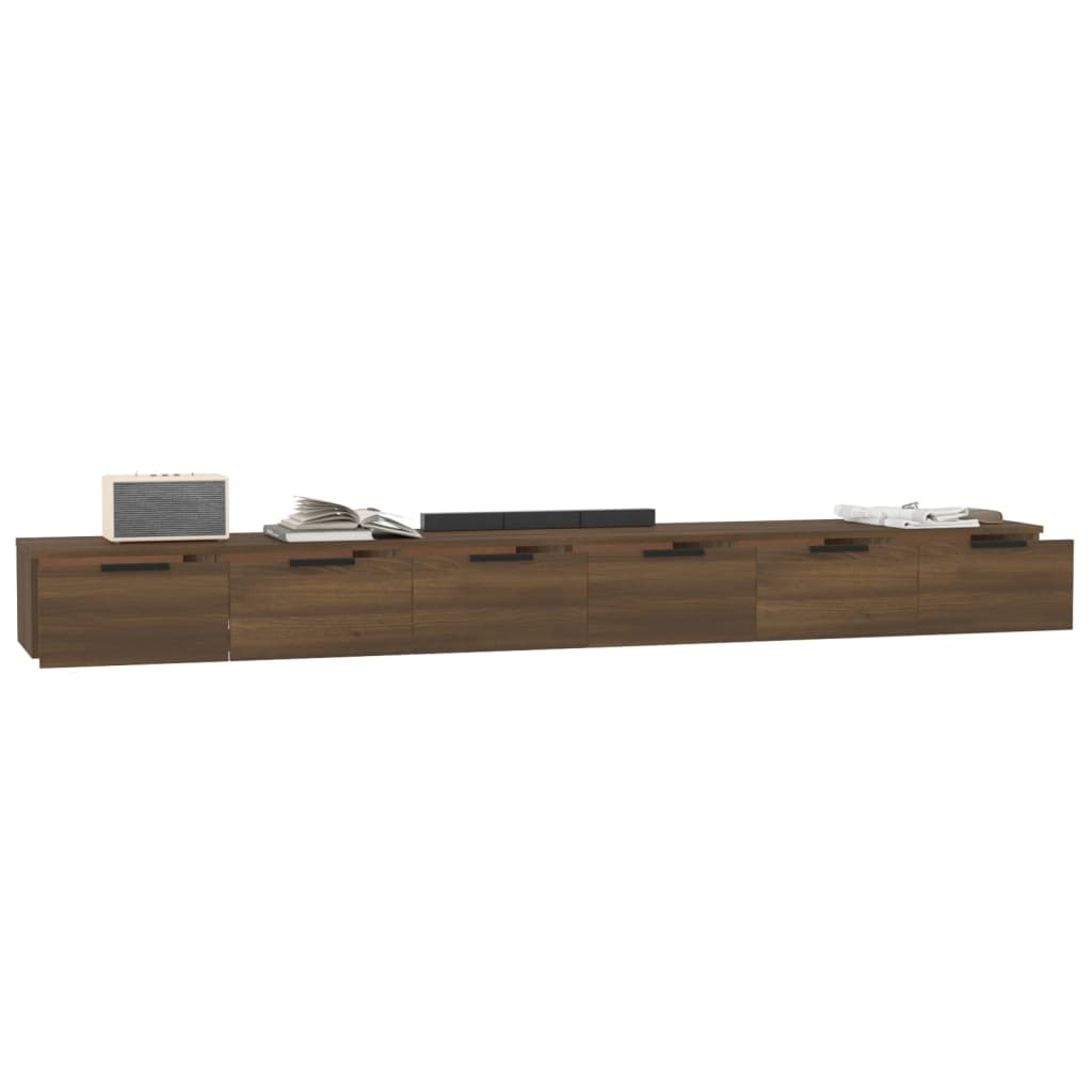 Wandkasten 2 st 102x30x20 cm bewerkt hout bruineikenkleurig