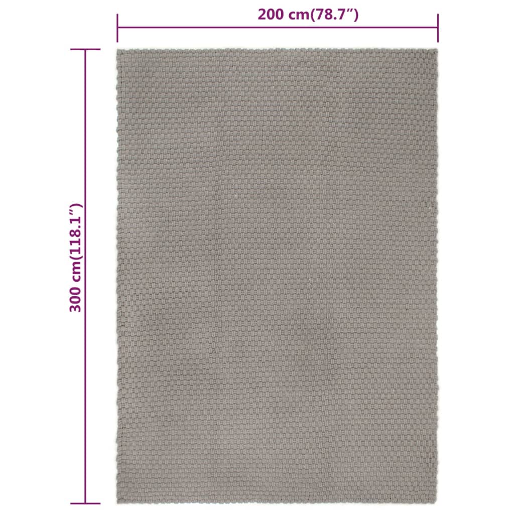 Vloerkleed rechthoekig 200x300 cm katoen grijs