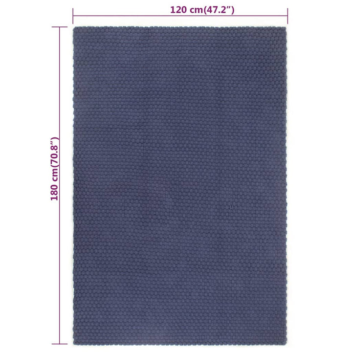 Vloerkleed rechthoekig 120x180 cm katoen marineblauw