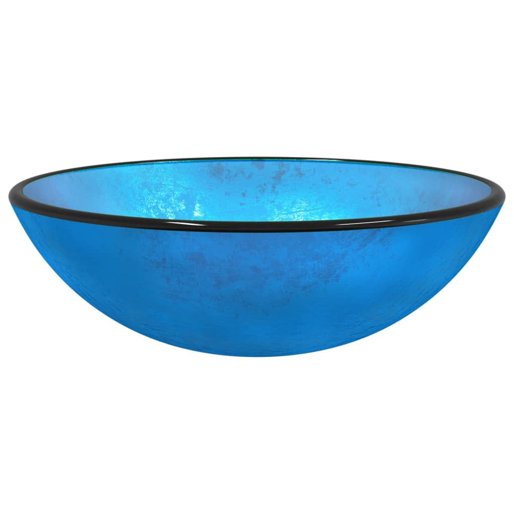 Wasbak 42x14 cm gehard glas blauw