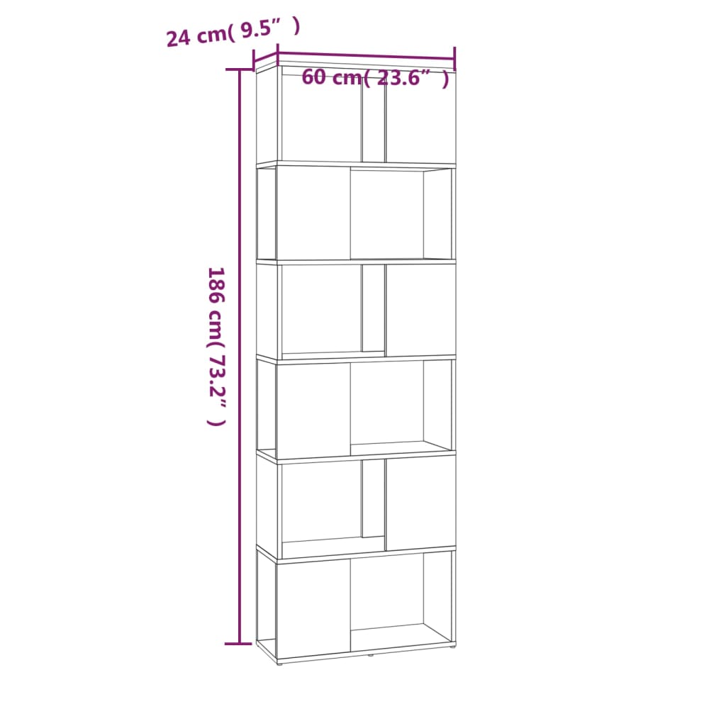 Boekenkast/kamerscherm 60x24x186 cm gerookt eikenkleurig