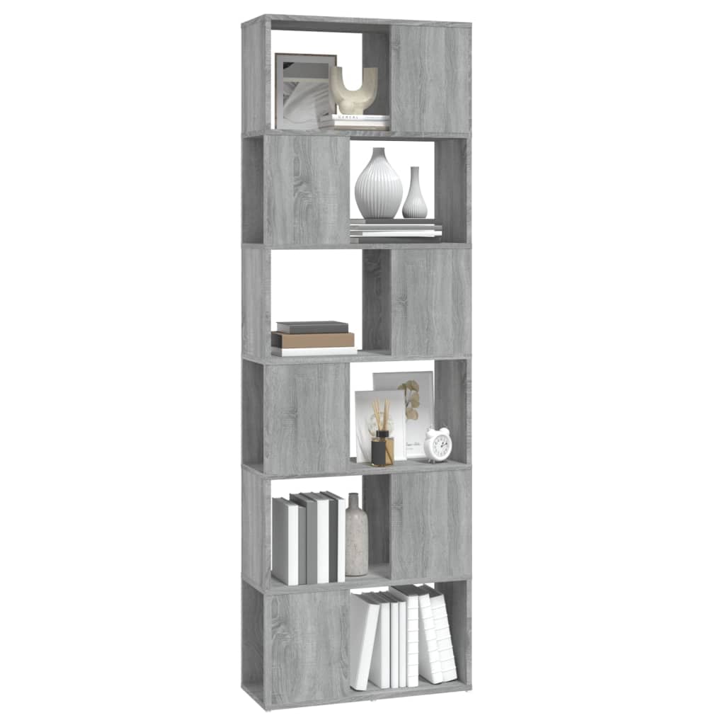 Boekenkast/kamerscherm 60x24x186 cm grijs sonoma eiken