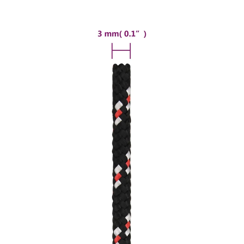 Boot touw 3 mm 50 m polypropyleen zwart