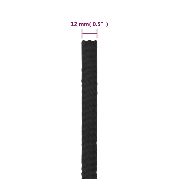 Boottouw 12 mm 250 m polypropeen zwart