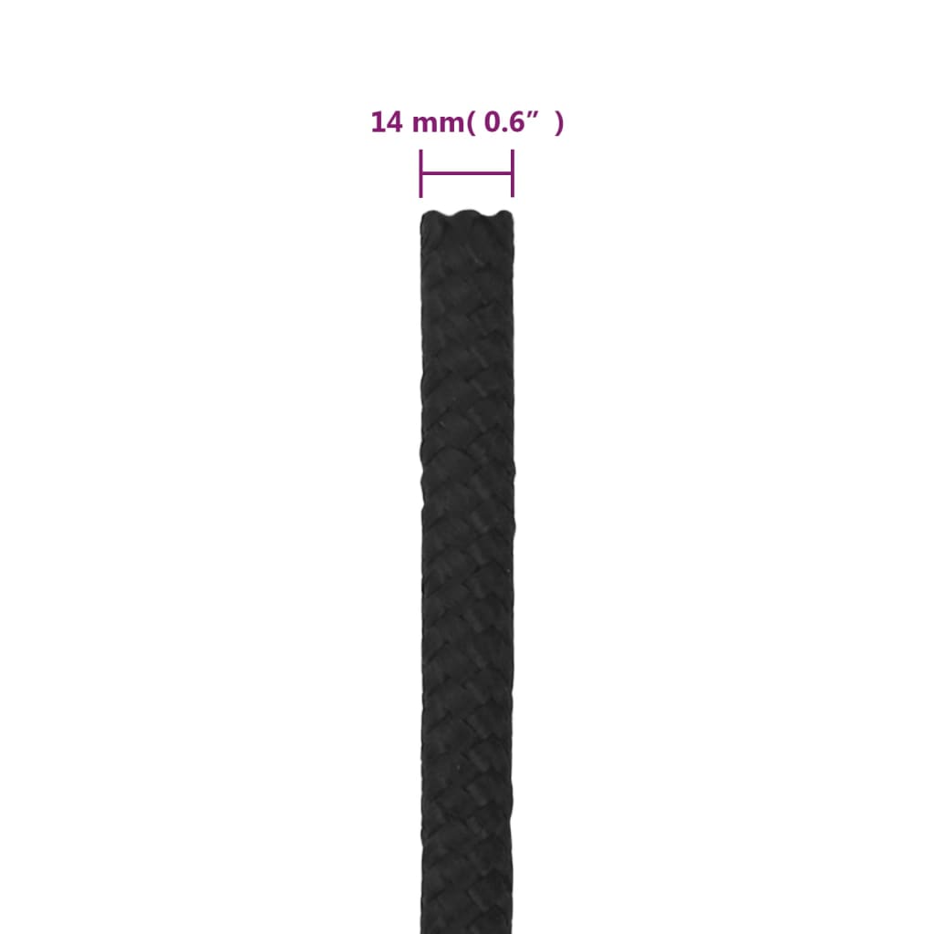 Boottouw 14 mm 50 m polypropeen zwart