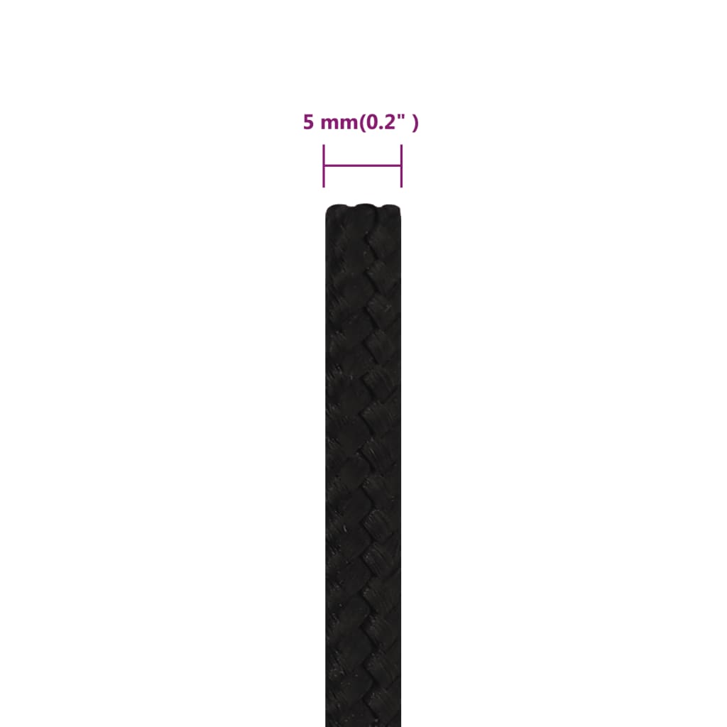 Werktouw 5 mm 25 m polyester zwart
