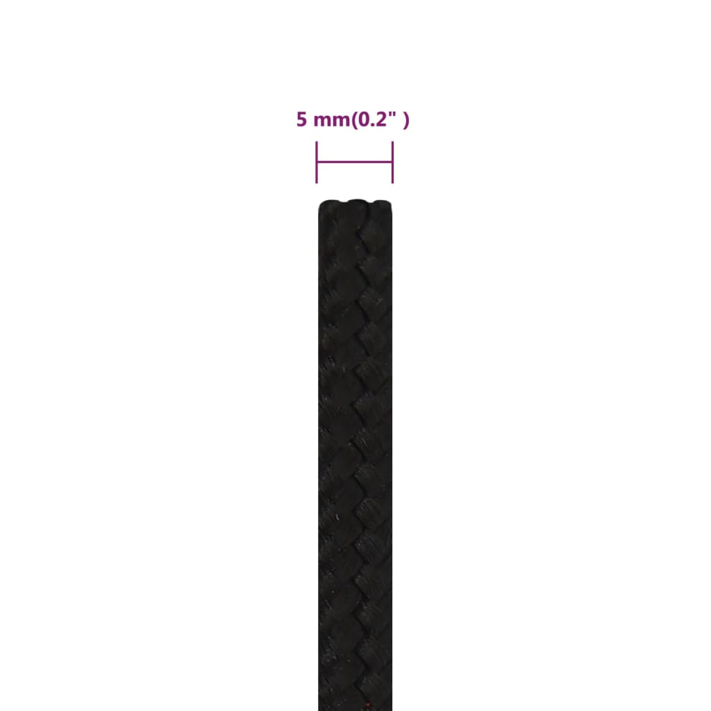 Werktouw 5 mm 50 m polyester zwart