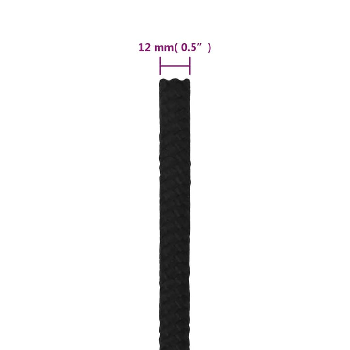 Werktouw 12 mm 25 m polyester zwart