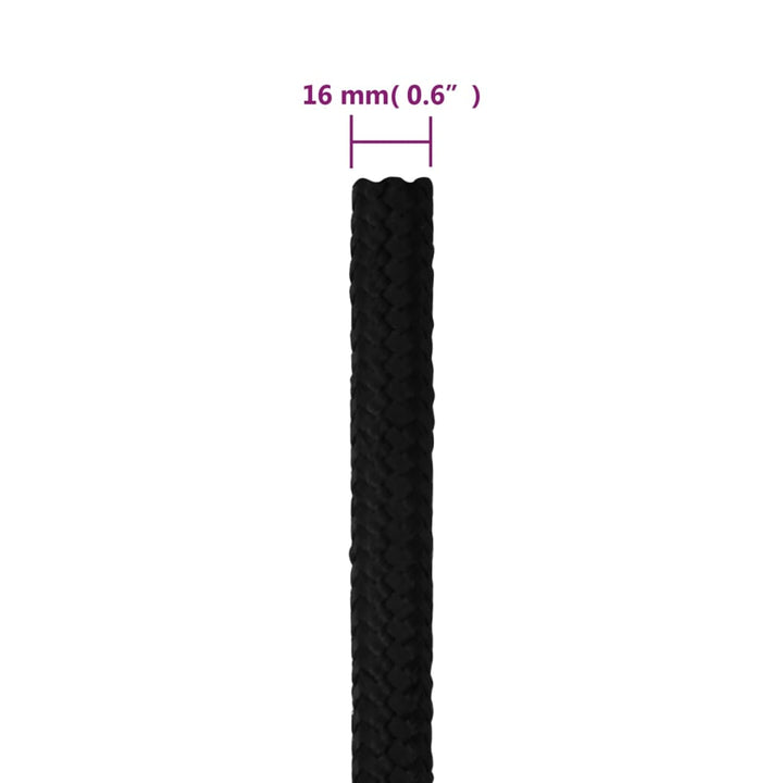 Werktouw 16 mm 50 m polyester zwart