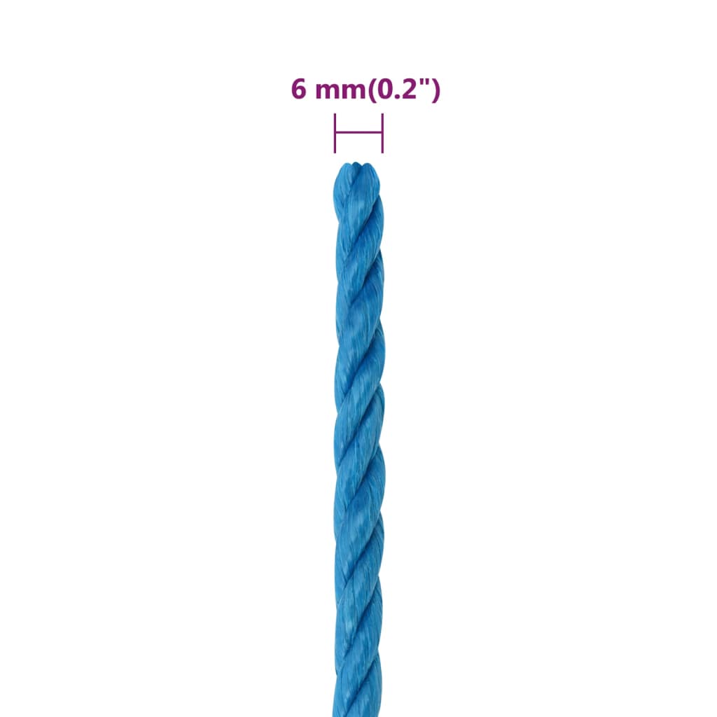 Werktouw 6 mm 25 m polypropeen blauw