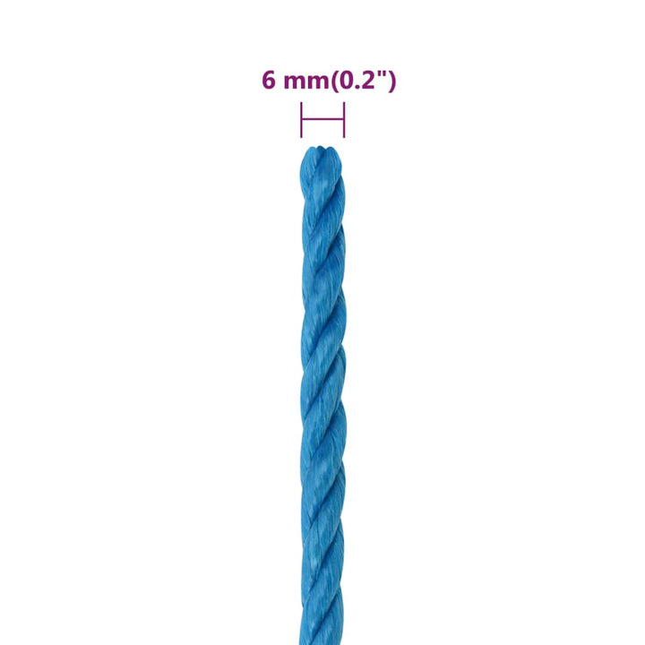 Werktouw 6 mm 50 m polypropeen blauw