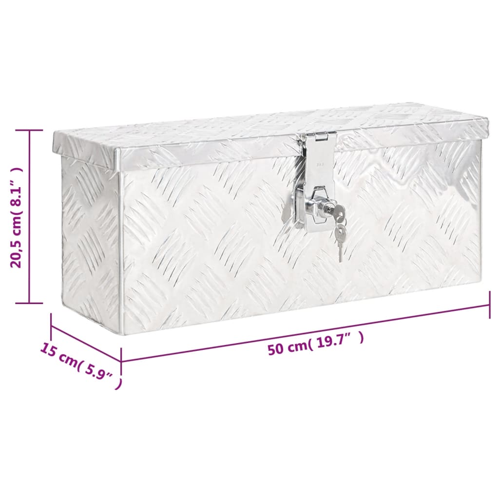 Opbergbox 50x20,5x15 cm aluminium zilverkleurig