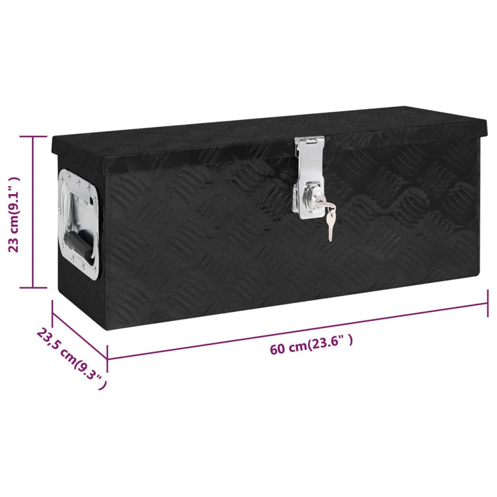 Opbergbox 60x23,5x23 cm aluminium zwart