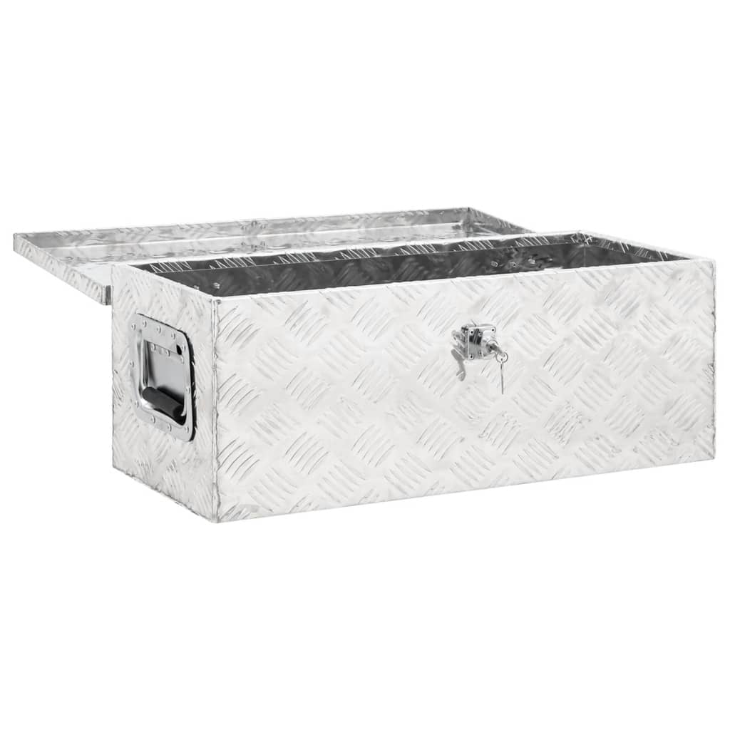 Opbergbox 70x31x27 cm aluminium zilverkleurig